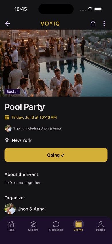 Local events screen